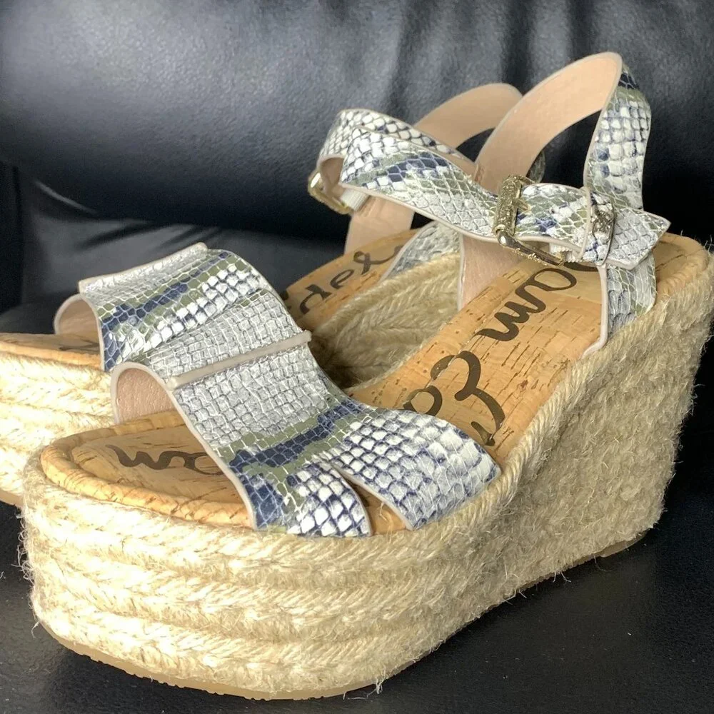 Sam Edelman Snake Print Wedges, size 7 - Picture 2 of 8
